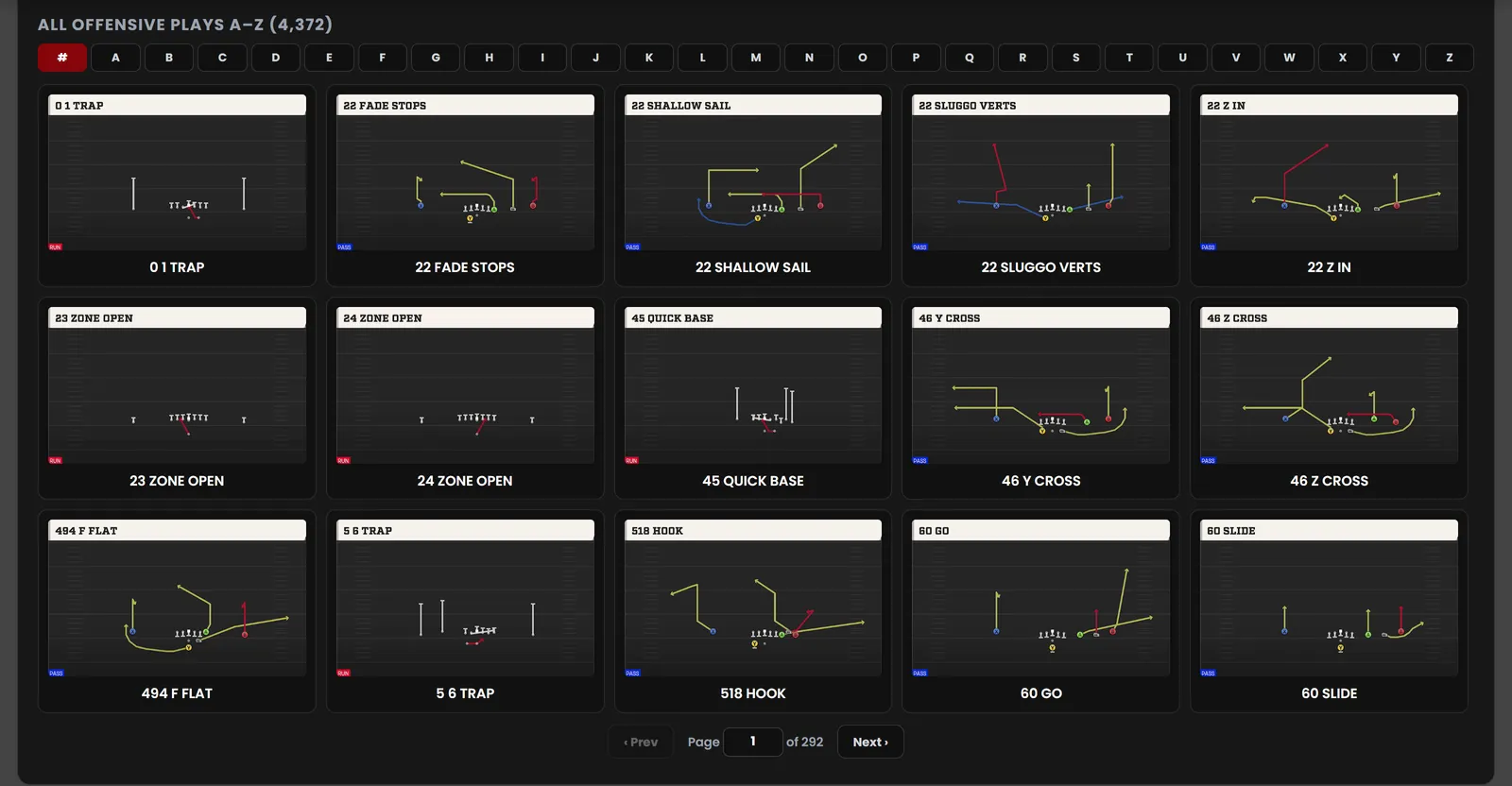 Click to enlarge All 4,372 CFB 27 offensive plays browsable A to Z with play art